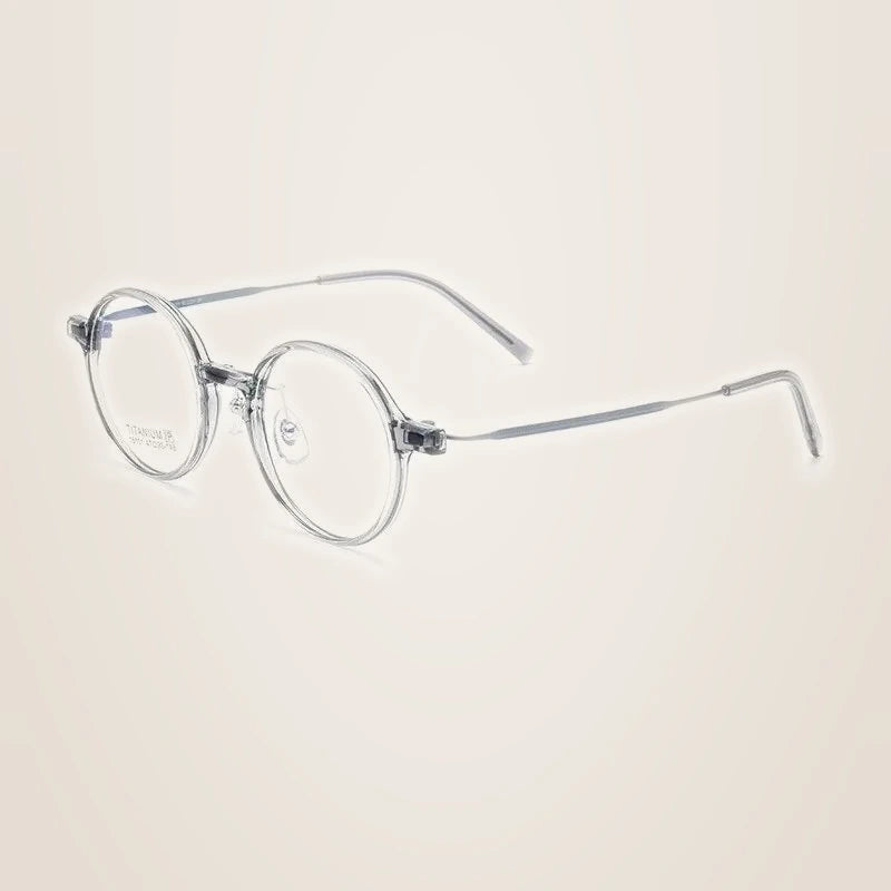 Yimaruili Unisex Full Rim Small Round Tr 90 Titanium Eyeglasses 16101x - Gray Blue