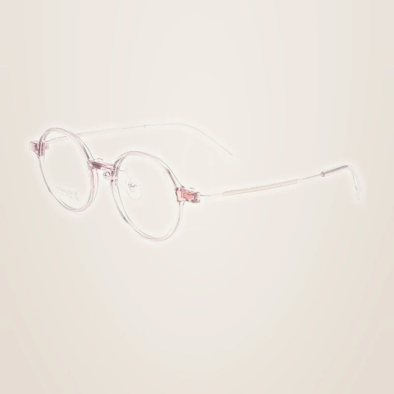 Yimaruili Unisex Full Rim Small Round Tr 90 Titanium Eyeglasses 16101x - Pink Rose Gold