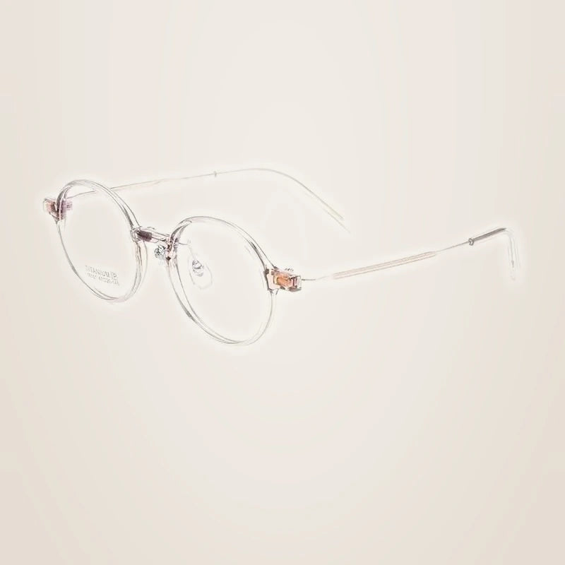 Yimaruili Unisex Full Rim Small Round Tr 90 Titanium Eyeglasses 16101x - Tea Rose Gold