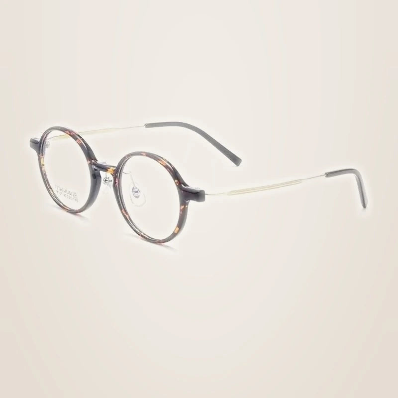 Yimaruili Unisex Full Rim Small Round Tr 90 Titanium Eyeglasses 16101x - Tortoiseshell Gold