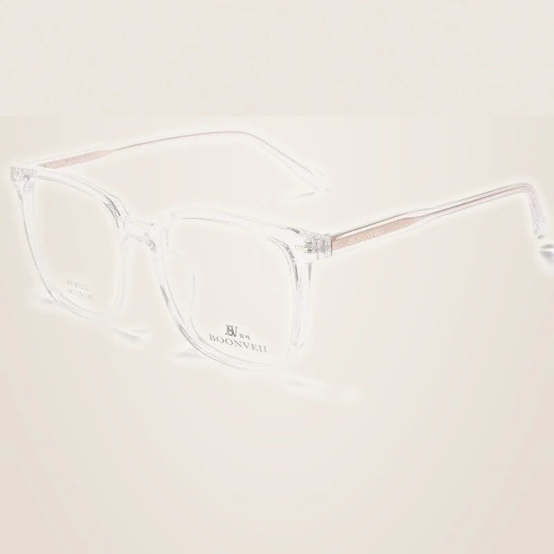 Yimaruili Unisex Full Rim Square Acetate Eyeglasses BV85002B - Transparent