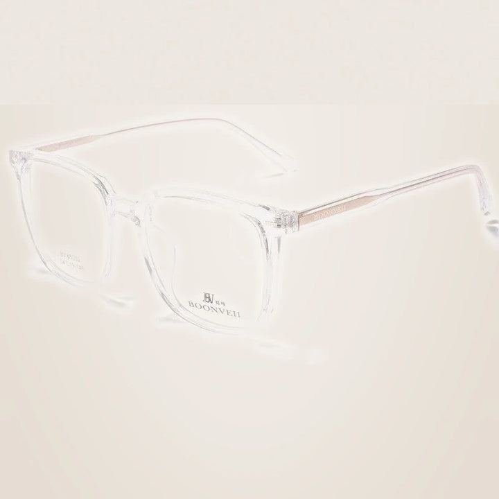 Yimaruili Unisex Full Rim Square Acetate Eyeglasses BV85002B - Transparent
