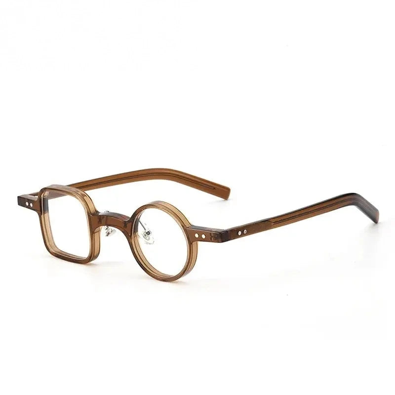 Yimaruili Unisex Full Rim Square Round Acetate Eyeglasses 98208 - Tea