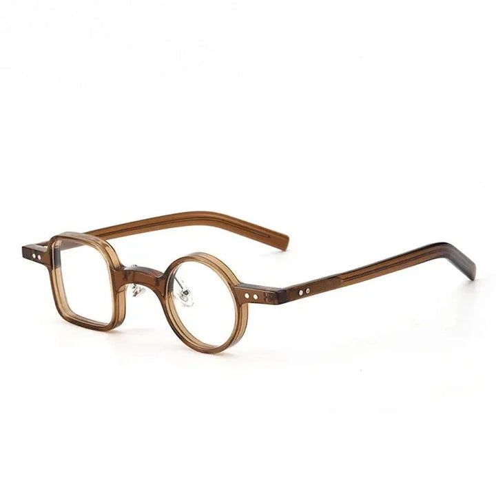 Yimaruili Unisex Full Rim Square Round Acetate Eyeglasses 98208 - Tea