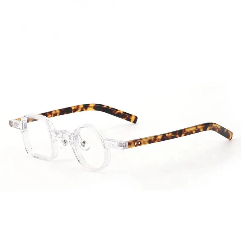 Yimaruili Unisex Full Rim Square Round Acetate Eyeglasses 98208 - Transparent