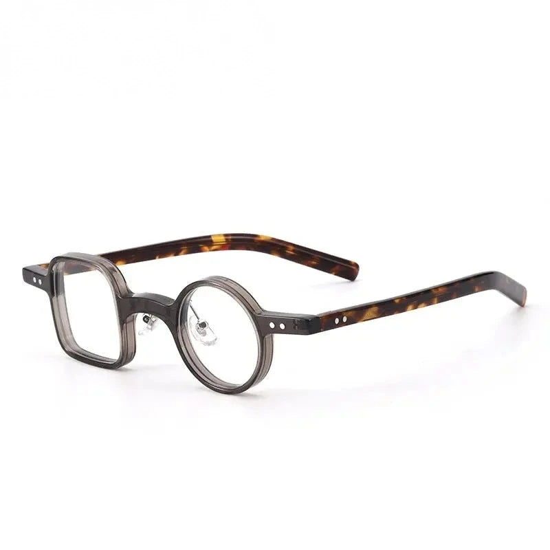 Yimaruili Unisex Full Rim Square Round Acetate Eyeglasses 98208 - Transparent Gray