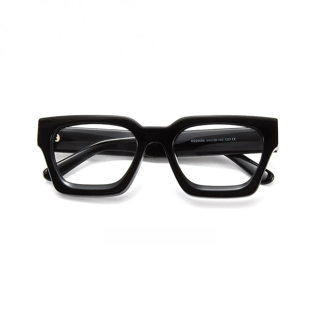 Yimaruili Unisex Full Rim Square Thick Acetate Eyeglasses 29006 - Black