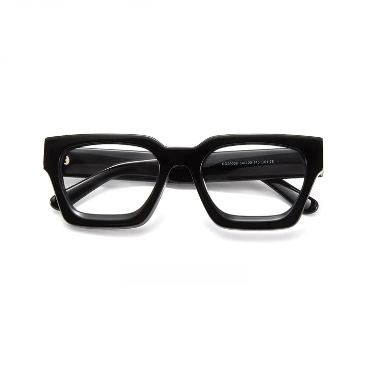 Yimaruili Unisex Full Rim Square Thick Acetate Eyeglasses 29006 - Black