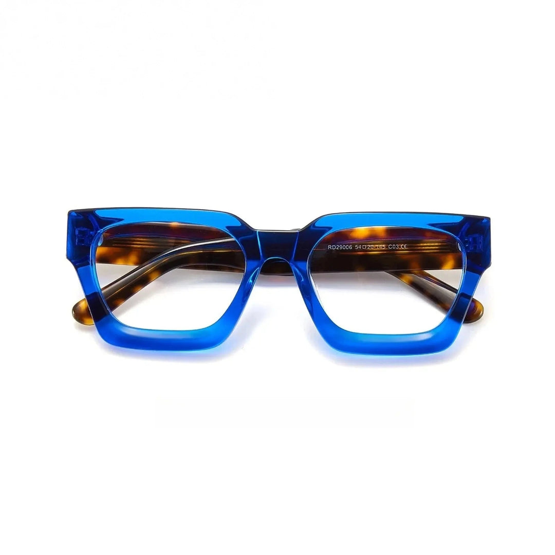 Yimaruili Unisex Full Rim Square Thick Acetate Eyeglasses 29006 - Blue