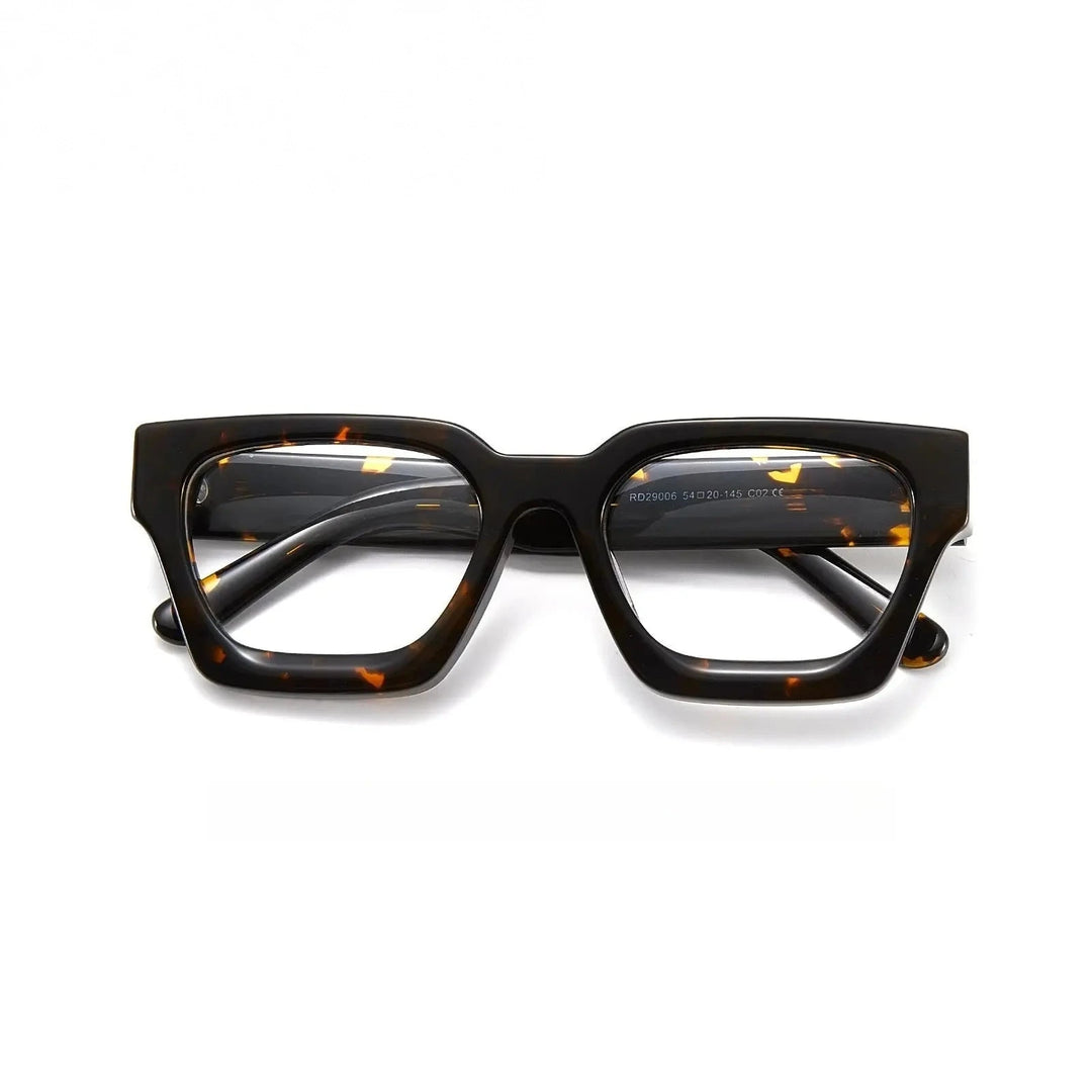 Yimaruili Unisex Full Rim Square Thick Acetate Eyeglasses 29006 - Tortoiseshell