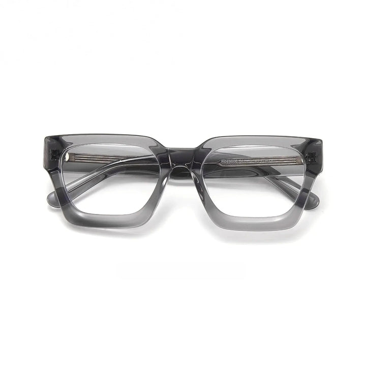 Yimaruili Unisex Full Rim Square Thick Acetate Eyeglasses 29006 - Transparent Gray