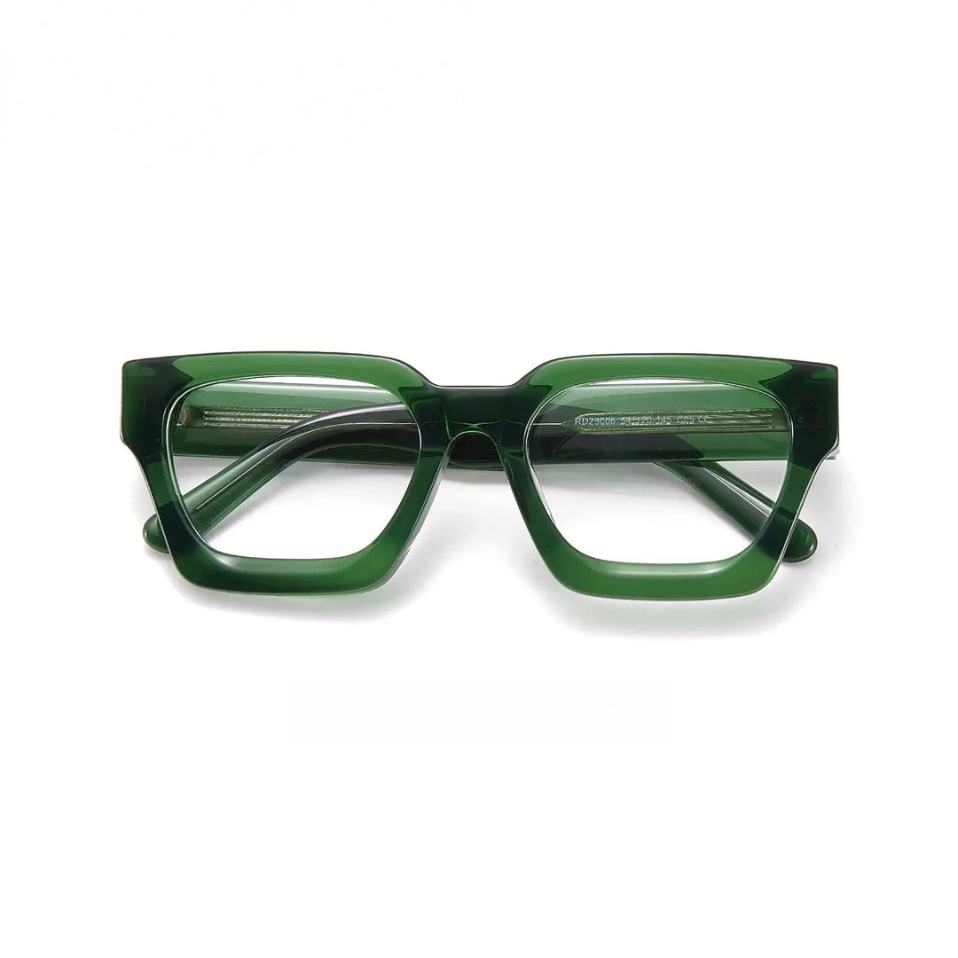 Yimaruili Unisex Full Rim Square Thick Acetate Eyeglasses 29006 - Transparent Green