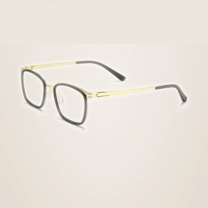 Yimaruili Unisex Full Rim Square Titanium Acetate Eyeglasses Y7910 - Black Gold