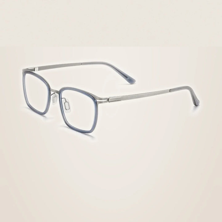 Yimaruili Unisex Full Rim Square Titanium Acetate Eyeglasses Y7910 - Transparent Blue