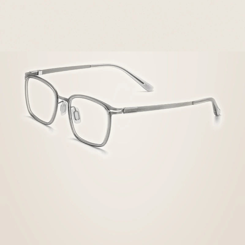Yimaruili Unisex Full Rim Square Titanium Acetate Eyeglasses Y7910 - Transparent Gray