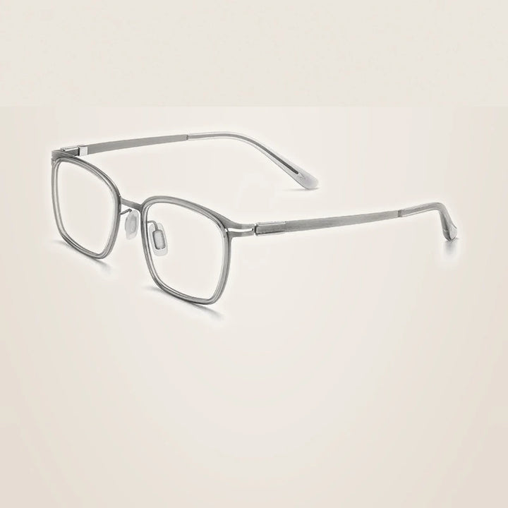 Yimaruili Unisex Full Rim Square Titanium Acetate Eyeglasses Y7910 - Transparent Gray