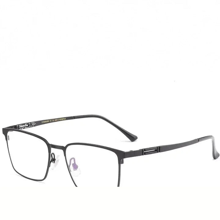 Yimaruili Unisex Full Rim Square Titanium Eyeglasses 70239 - Black