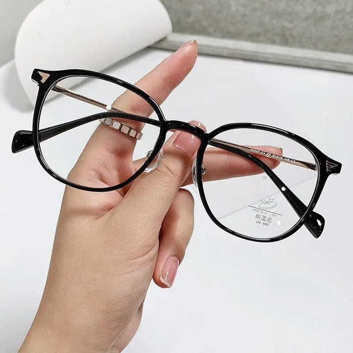 Yimaruili Unisex Full Rim Square Tr 90 Alloy Eyeglasses 01247 - Black Gold