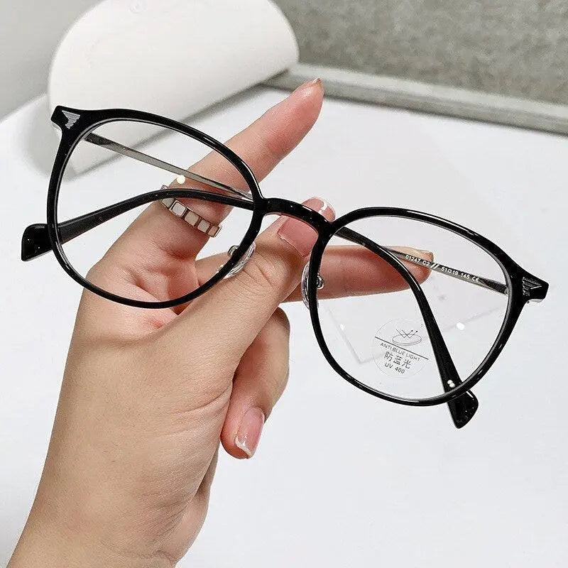 Yimaruili Unisex Full Rim Square Tr 90 Alloy Eyeglasses 01247 - Black Silver