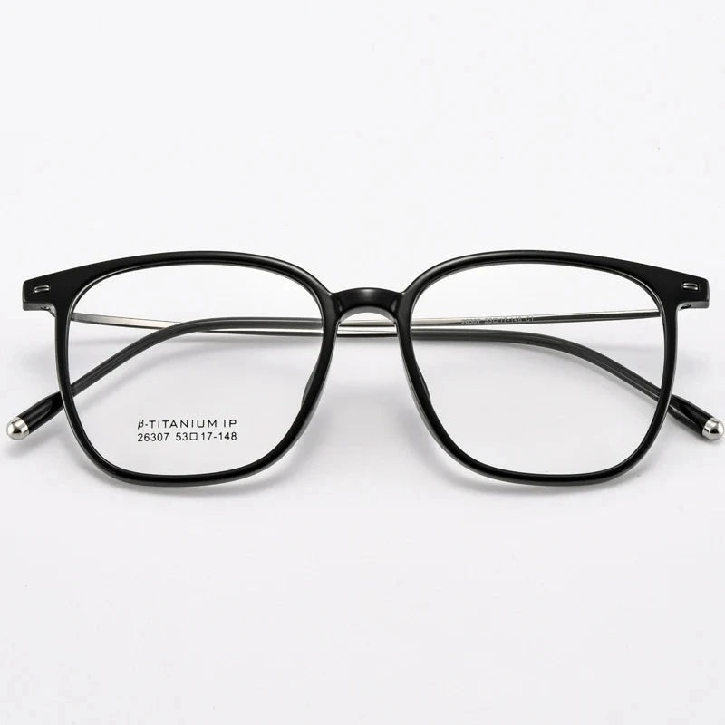 Yimaruili Unisex Full Rim Square TR-90 Titanium Eyeglasses 26307 - Black