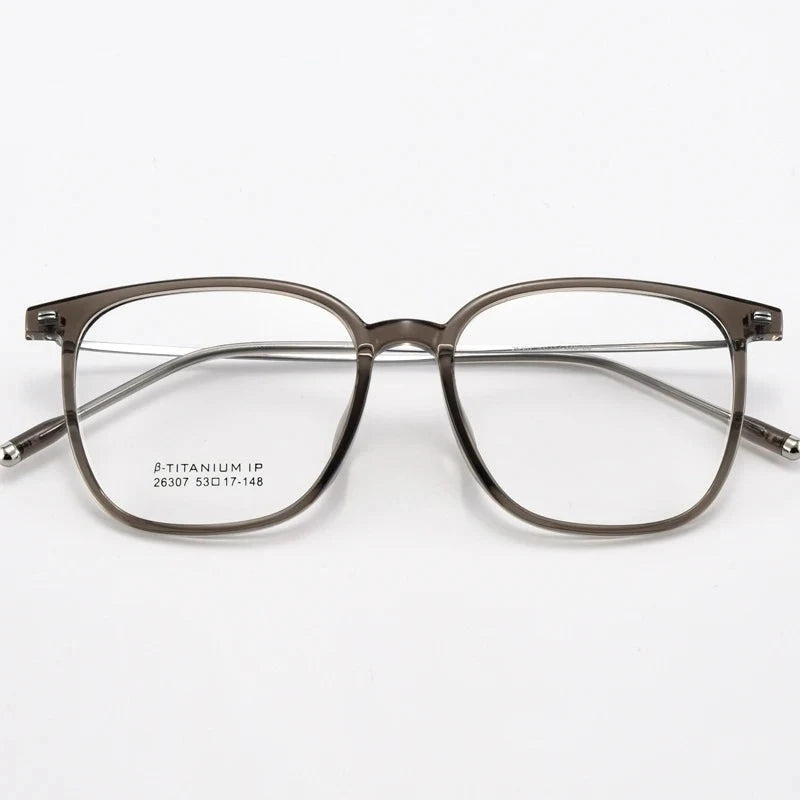 Yimaruili Unisex Full Rim Square TR-90 Titanium Eyeglasses 26307 - Coffee