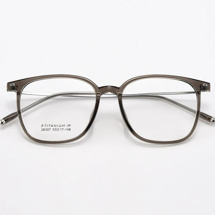 Yimaruili Unisex Full Rim Square TR-90 Titanium Eyeglasses 26307 - Coffee