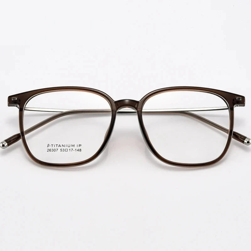 Yimaruili Unisex Full Rim Square TR-90 Titanium Eyeglasses 26307 - Cold Brown