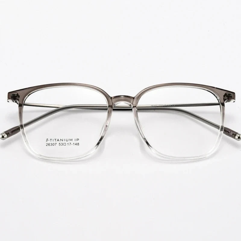 Yimaruili Unisex Full Rim Square TR-90 Titanium Eyeglasses 26307 - Gradient Tea