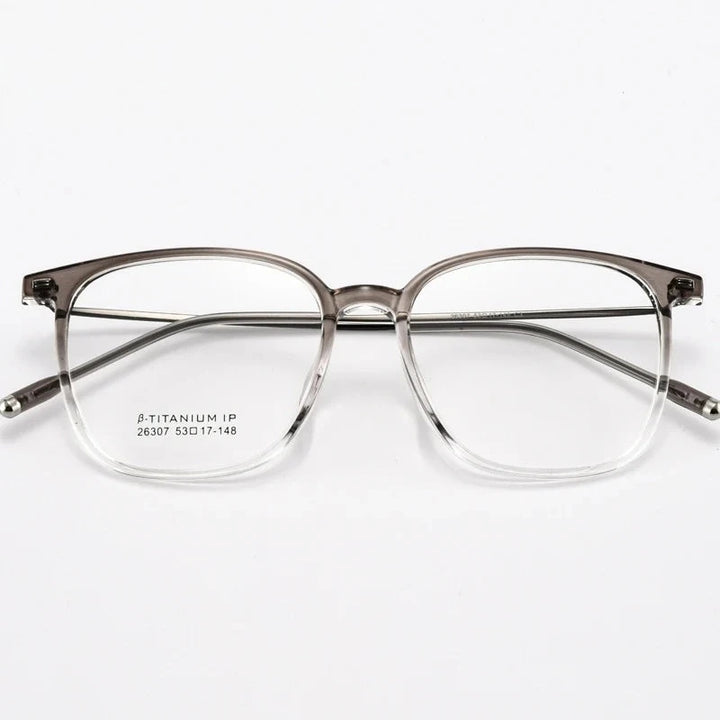Yimaruili Unisex Full Rim Square TR-90 Titanium Eyeglasses 26307 - Gradient Tea