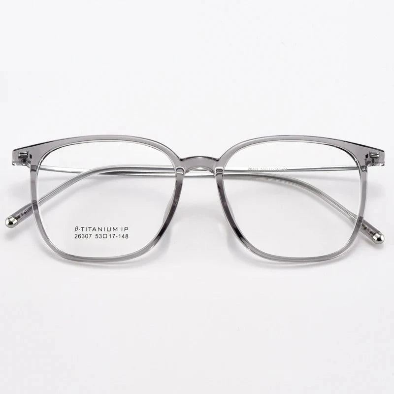 Yimaruili Unisex Full Rim Square TR-90 Titanium Eyeglasses 26307 - Transparent Gray