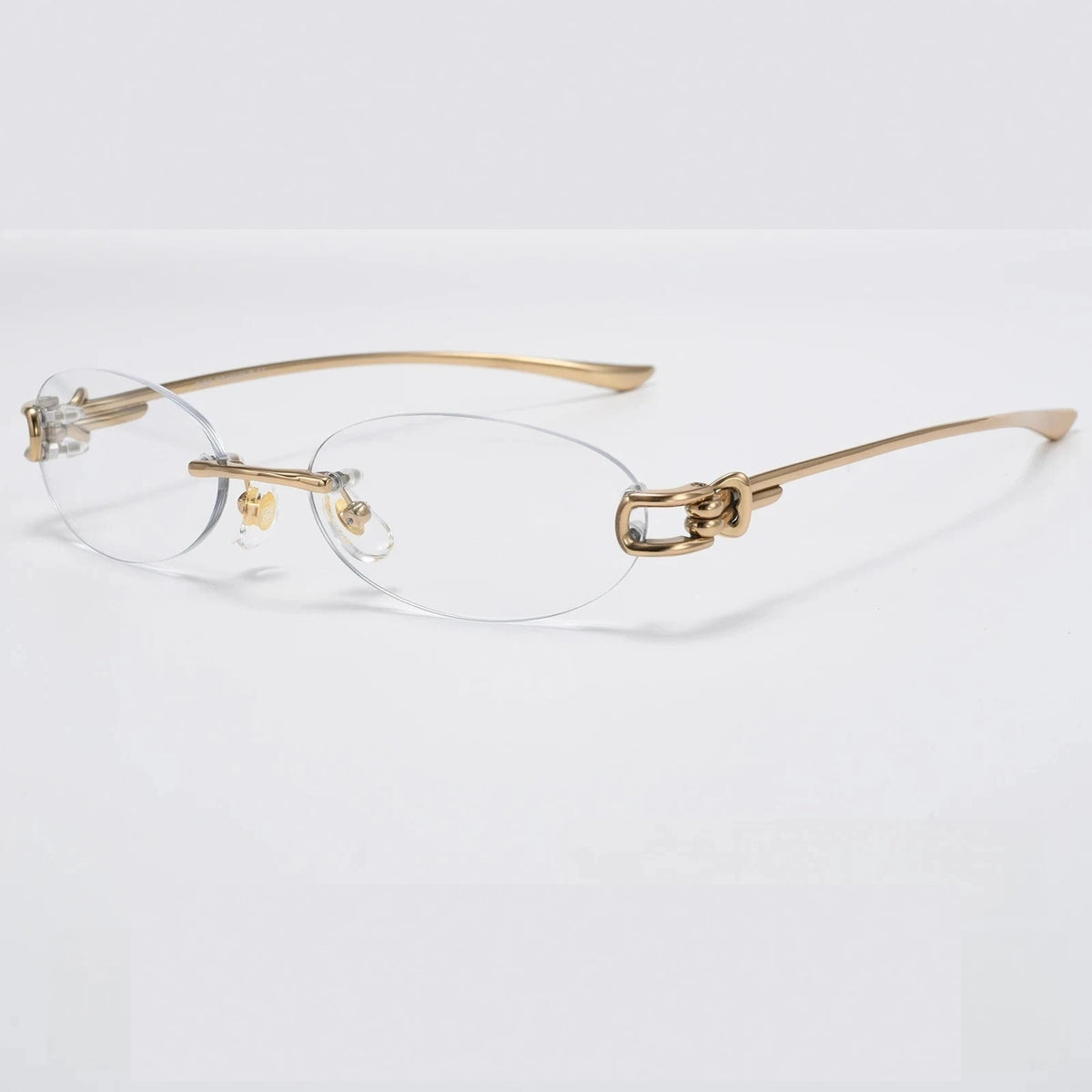 Yimaruili Unisex Rimless Oval Pure Titanium Eyeglasses 0670WK - Gold