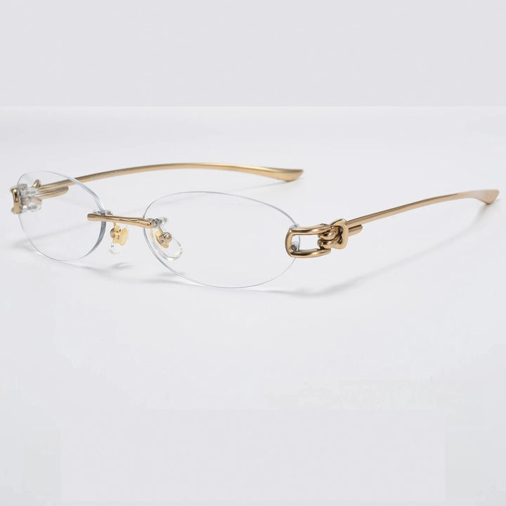 Yimaruili Unisex Rimless Oval Pure Titanium Eyeglasses 0670WK - Gold