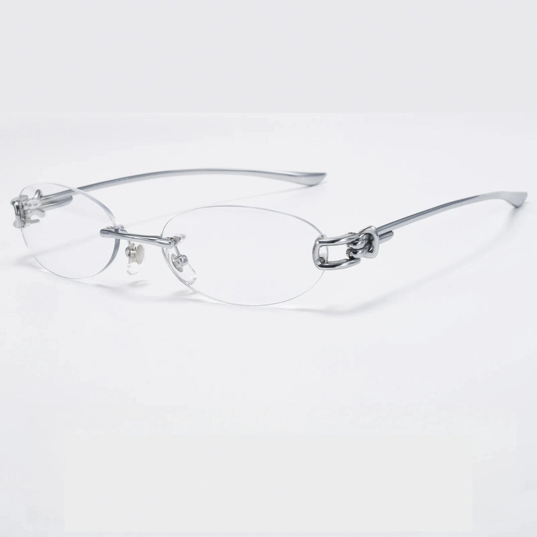 Yimaruili Unisex Rimless Oval Pure Titanium Eyeglasses 0670WK - Silver