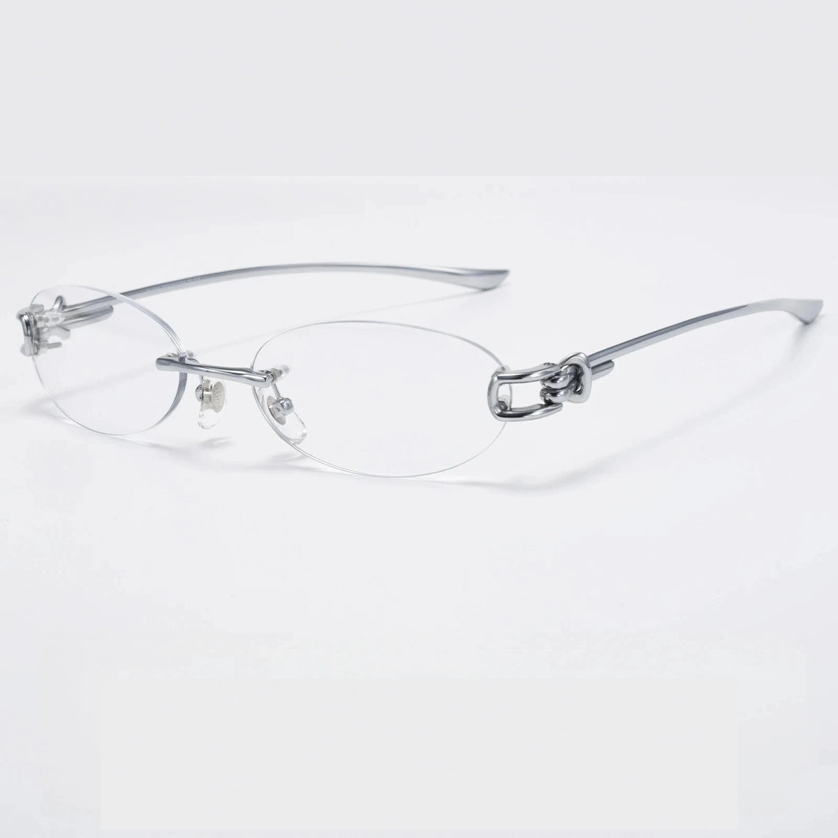 Yimaruili Unisex Rimless Oval Pure Titanium Eyeglasses 0670WK - Silver