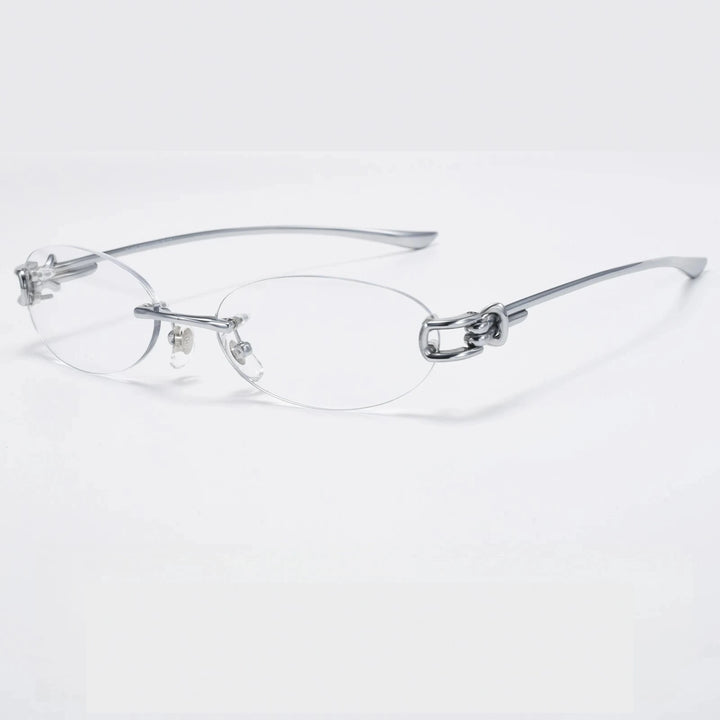 Yimaruili Unisex Rimless Oval Pure Titanium Eyeglasses 0670WK - Silver
