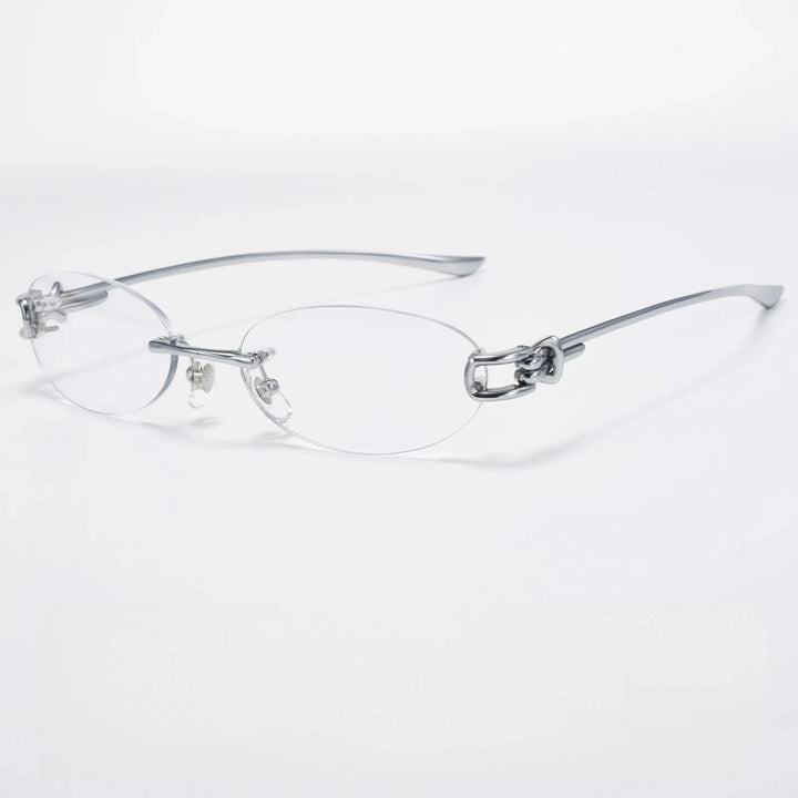 Yimaruili Unisex Rimless Oval Pure Titanium Eyeglasses 0670WK - Size Chart