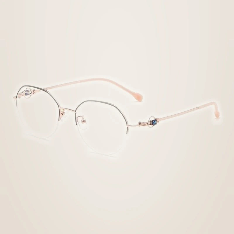 Yimaruili Unisex Semi Rim Alloy Frame Eyeglasses 8001Z - Black Gold
