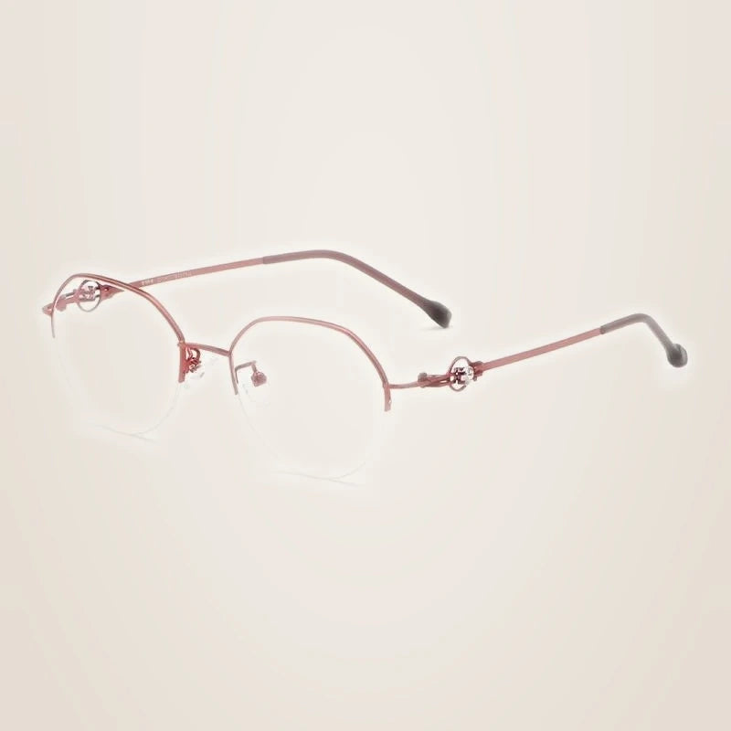 Yimaruili Unisex Semi Rim Alloy Frame Eyeglasses 8001Z - Red