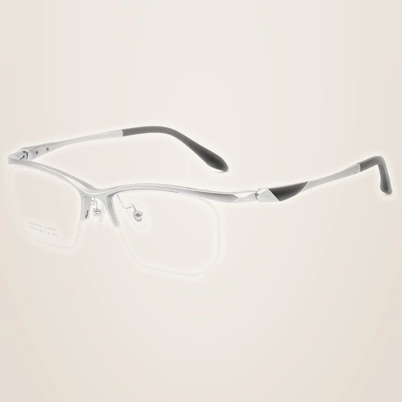 Yimaruili Unisex Semi Rim Classic Pure Titanium Eyeglasses CZ807 - Silver