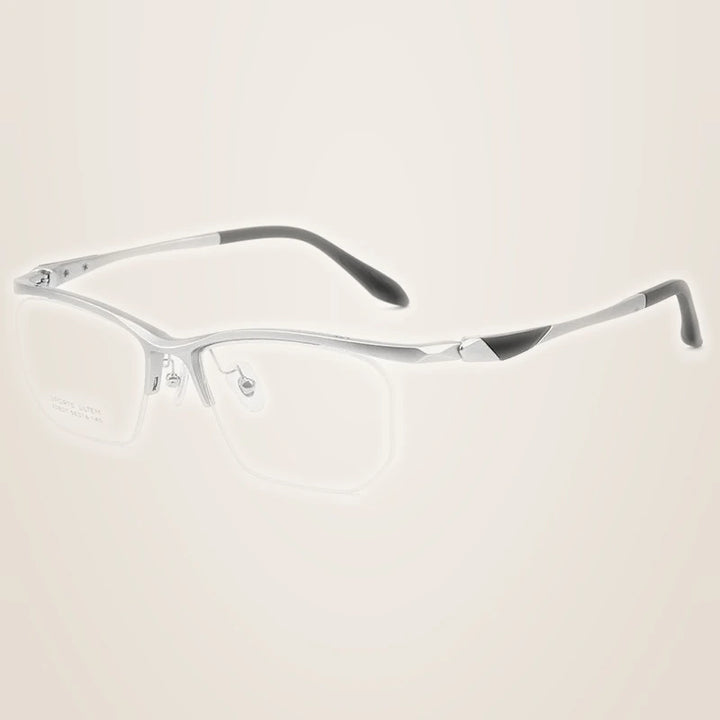 Yimaruili Unisex Semi Rim Classic Pure Titanium Eyeglasses CZ807 - Silver