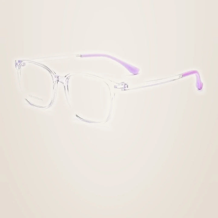 Yimaruili Unisex Youth Full Rim Square Tr 90 Eyeglasses 2606et - Transparent Purple