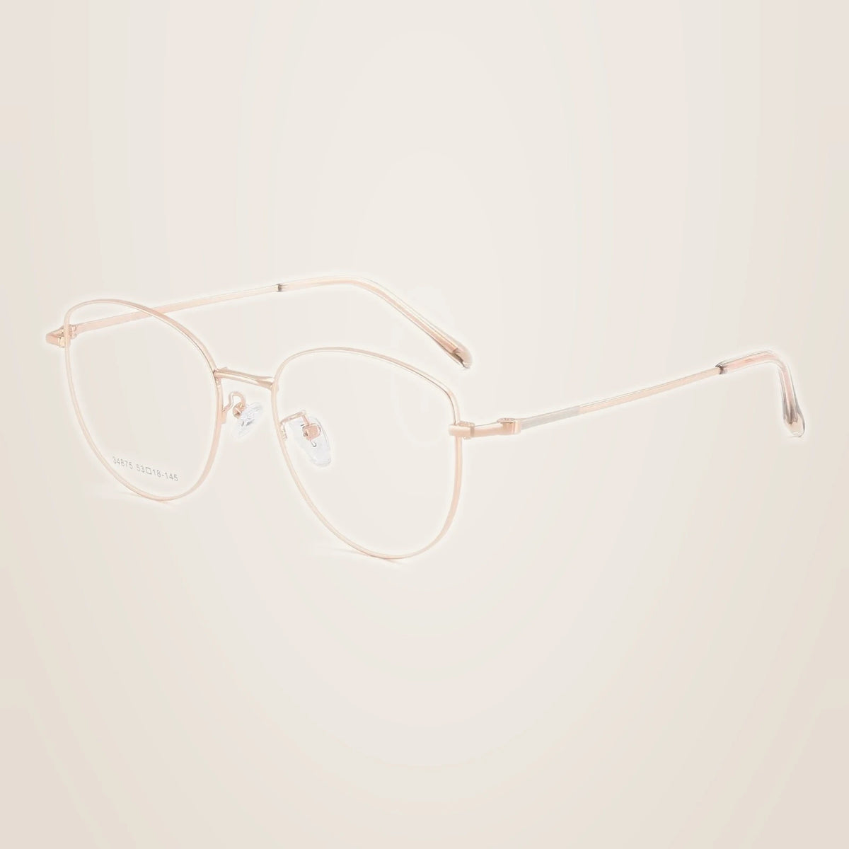 Yimaruili Women's Full Rim Oval Cat Eye Alloy Eyeglasses 34875 - Rose Gold C2