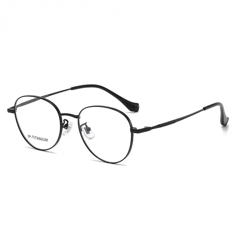 Yimaruili Women's Full Rim Oval Round Titanium Eyeglasses 98449 - Black