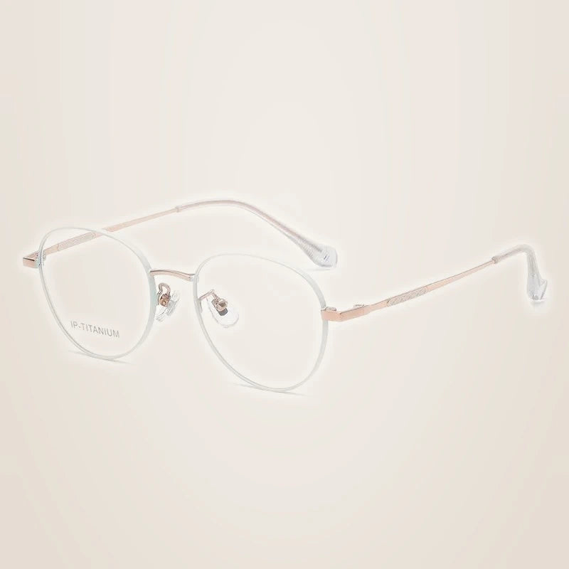 Yimaruili Women's Full Rim Oval Round Titanium Eyeglasses 98449 - Green Rose Gold