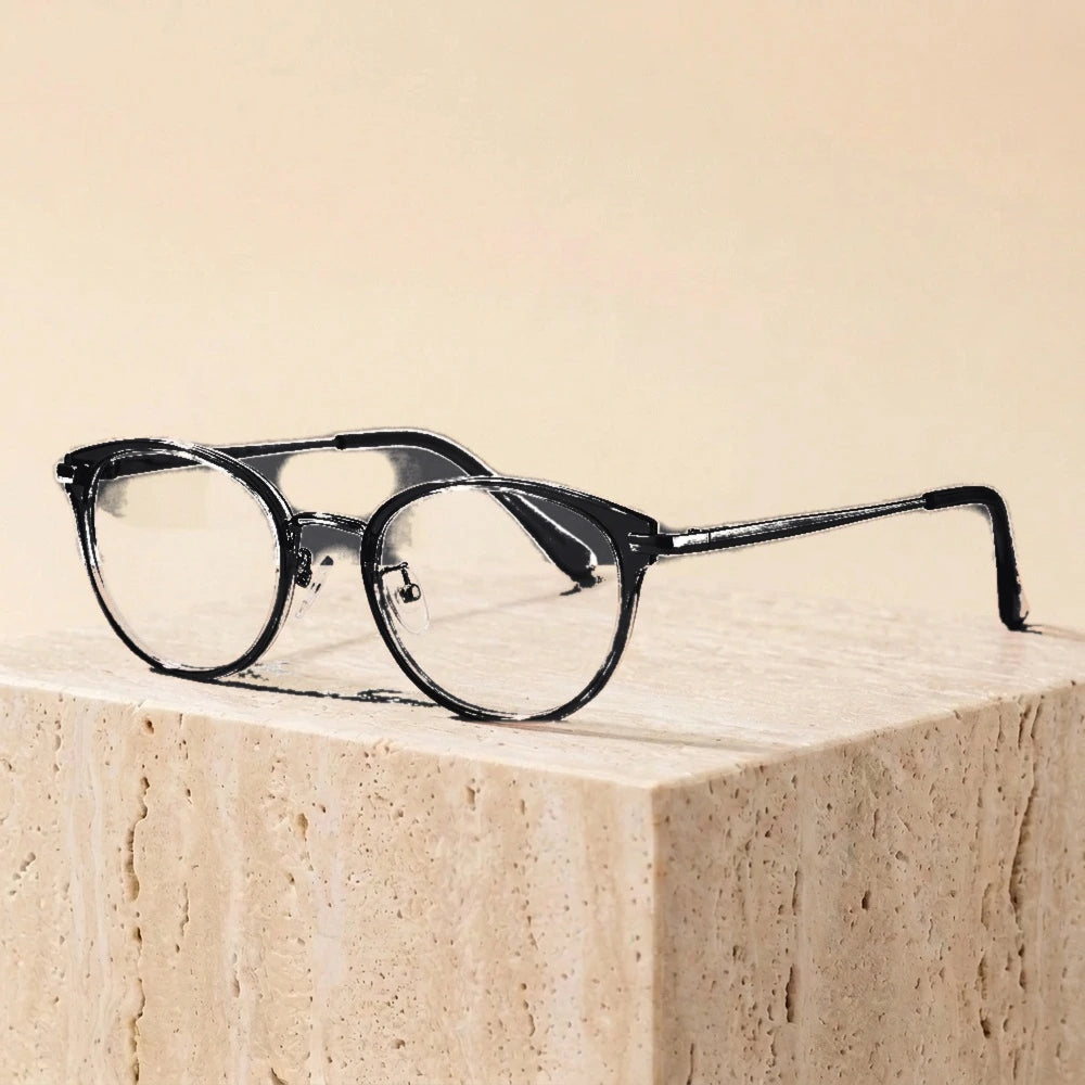 Yimaruili Women's Full Rim Oval Square Tr 90 Titanium Eyeglasses 57310 - Brihgt Black