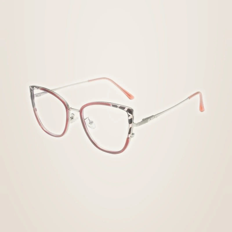 Yimaruili Women's Full Rim Square Cat Eye Tr 90 Alloy Eyeglasses Y3024 - Red Bean