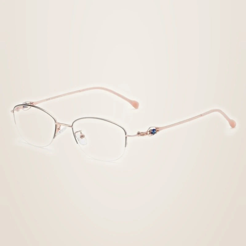 Yimaruili Women's Semi Rim Alloy Frame Eyeglasses 8020Z - Black Gold