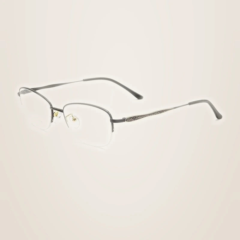 Yimaruili Women's Semi Rim Rectangle Alloy Acetate Eyeglasses 83003sn - Black