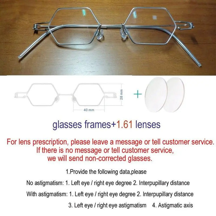 Yujo Handcrafted Unisex Polygonal Stainless Steel Eyeglasses Y002 - C2