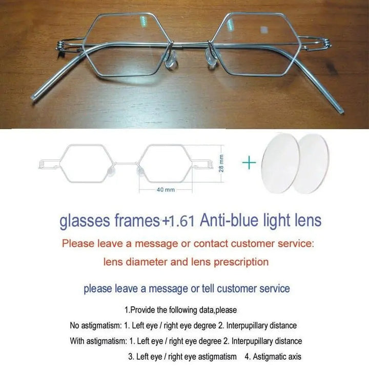 Yujo Handcrafted Unisex Polygonal Stainless Steel Eyeglasses Y002 - C3
